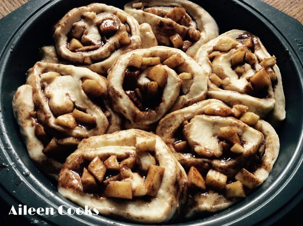 Apple Pie Bread Machine Cinnamon Rolls with Cream Cheese Frosting