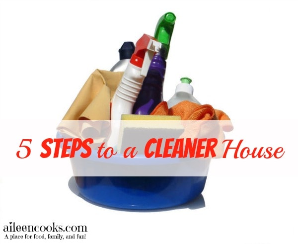 5 Steps to a Cleaner House. Find the motivation you need to do housework! Via https://aileencooks.com