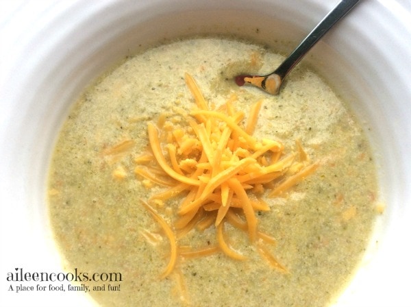 Broccoli Cheddar Soup Day Four of Soup Week on https://aileencooks.com