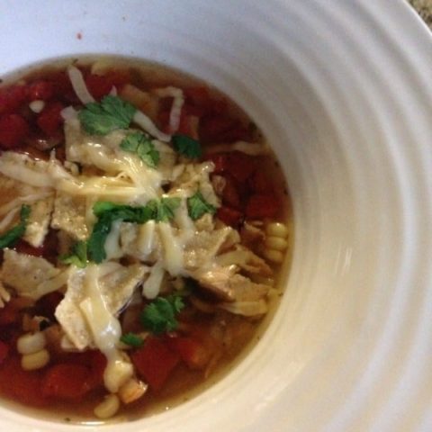 Make this easy chicken tortilla soup in your crockpot or slowcooker. https://aileencooks.com