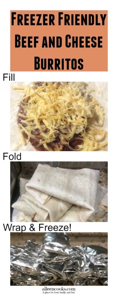 Make 20 burritos in under an hour with this easy recipe for Freezer Friendly Beef and Cheese Burritos from https://aileencooks.com