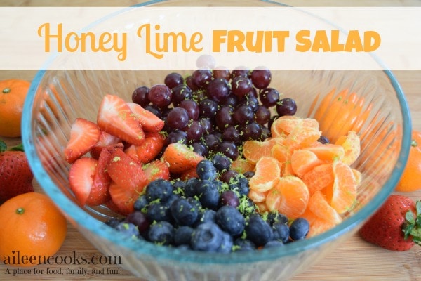 Honey Lime Fruit Salad made with all fresh fruit and tossed with a delicious and light honey lime dressing | https://aileencooks.com