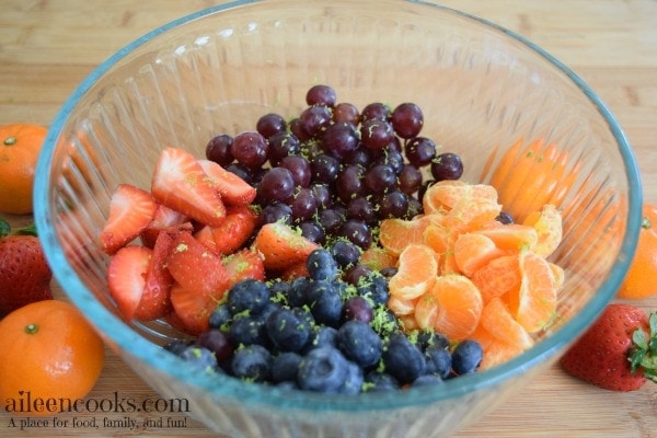 Honey Lime Fruit Salad made with all fresh fruit and tossed with a delicious and light honey lime dressing | https://aileencooks.com