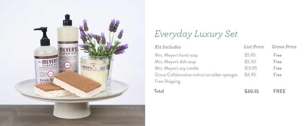 Free Mrs. Meyer's Everyday Luxury Set ($30 value) for a limited time when you sign up for Grove Collaborative through aileencooks.com