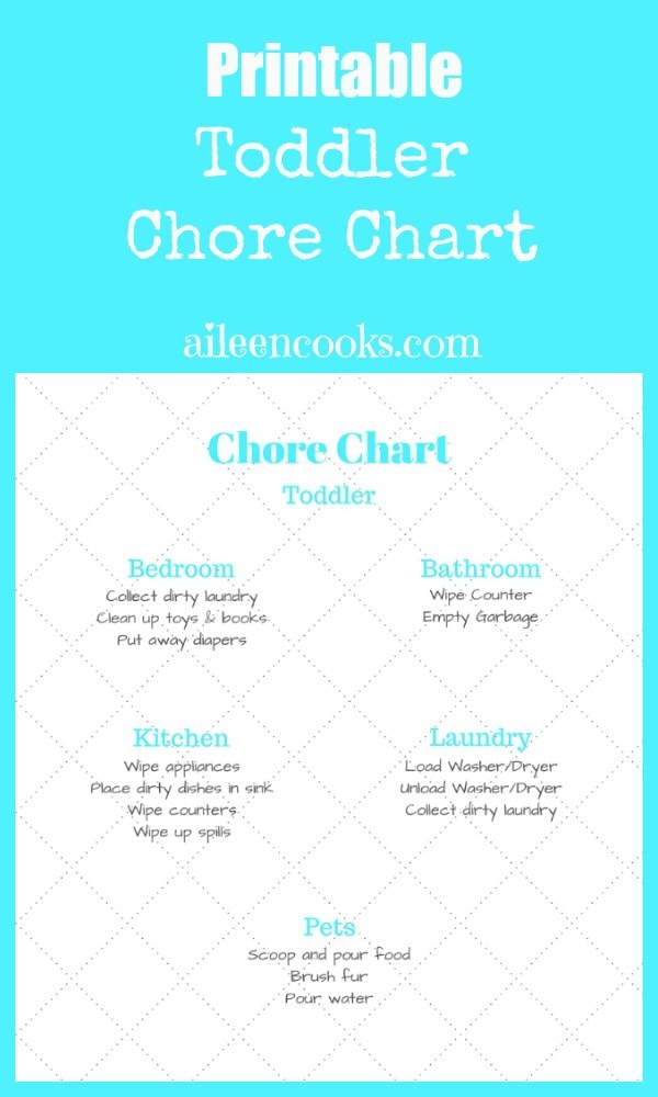 Printable Toddler Chore Chart https://aileencooks.com