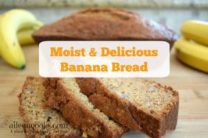 Moist and Deliciuos Banana Bread with a chewy crust from https://aileencooks.com