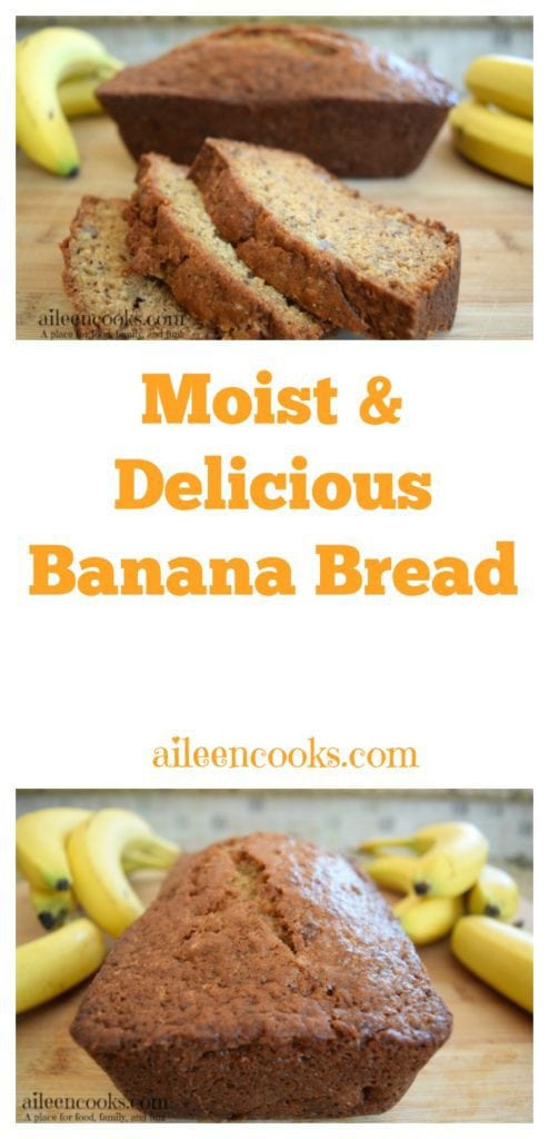 Moist and Deliciuos Banana Bread with a chewy crust from https://aileencooks.com