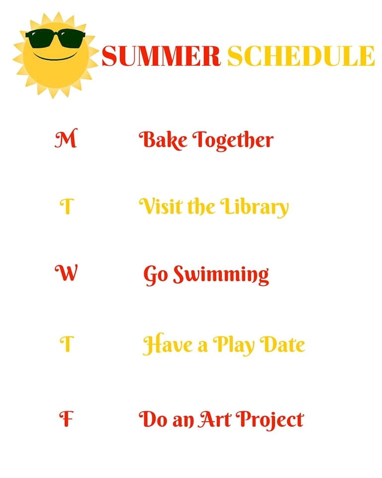 Printable Summer Schedule