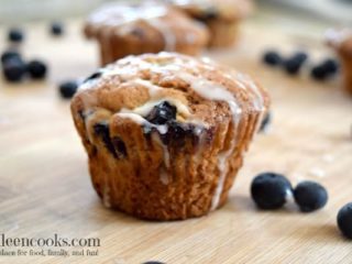 Banana Blueberry Muffins with Vanilla Glaze
