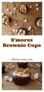 S'mores Brownie Cups made with brownies in a muffin tin and topped with mini marshmallows and graham crackers. Enjoy summer any time!