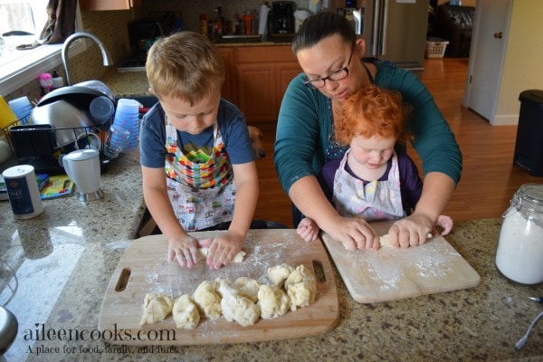 Cooking With Kids: Soft Pretzels. Get your kids in the kitchen with this fun recipe for soft pretzels. This recipe makes traditional salted soft pretzels and cinnamon sugar soft pretzels. Recipe from aileencooks.com.