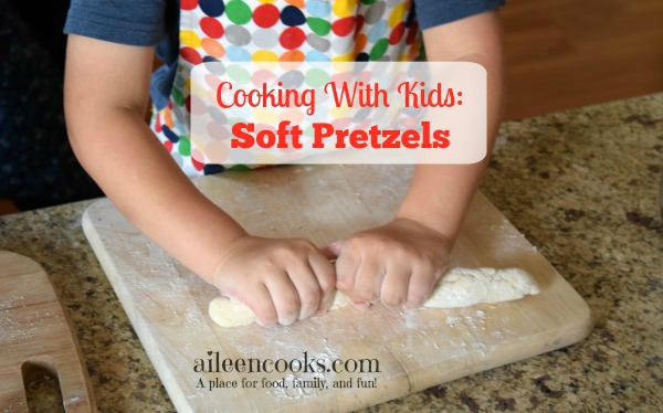 Cooking With Kids: Soft Pretzels. Get your kids in the kitchen with this fun recipe for soft pretzels. This recipe makes traditional salted soft pretzels and cinnamon sugar soft pretzels. Recipe from aileencooks.com.