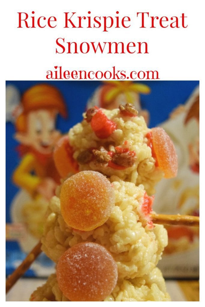 Snowman Rice Krispie Treats - Aileen Cooks