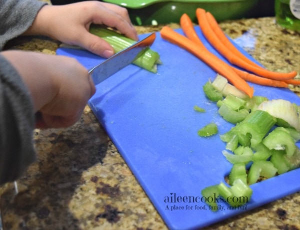 Colorful Chicken Noodle Soup is the perfect healthy soup recipes to cook with your kids. Recipe from aileencooks.com. kids in the kitchen. cooking with kids. Recipes to make with kids. 