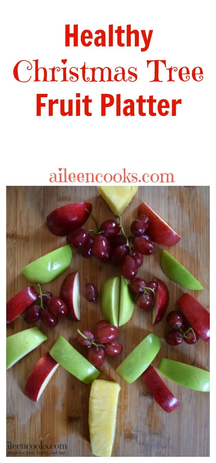 Healthy Christmas Snacks: Christmas Tree Fruit Platter. The perfect healhty snack for kids. Recipe from aileencooks.com. Healthy Christmas appetizers.