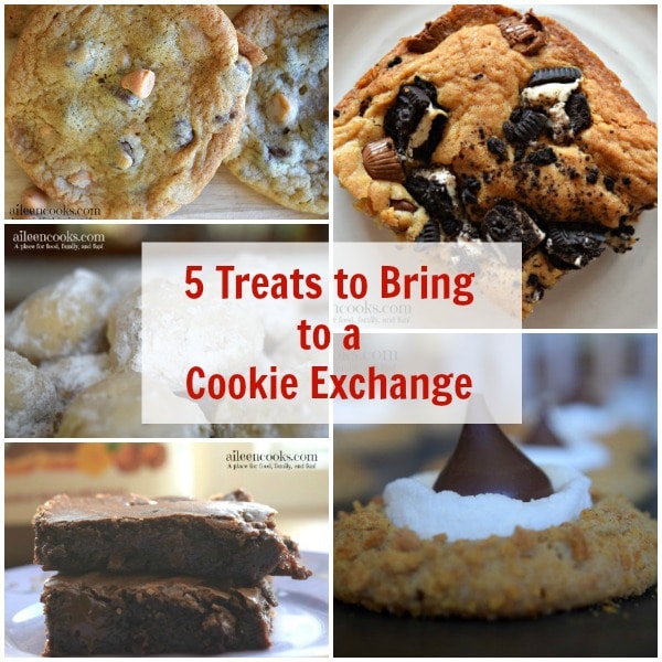 5 treats to bring to a cookie exchange. The perfect cookies and cookie bars for your next cookie exchange or holiday party. Recipes from aileencooks.com.