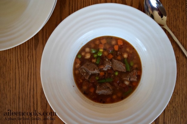 Pressure Cooker Vegetable Beef Soup is a healthy instant pot recipe made with tender stew beef and vegetables. Recipe from aileencooks.com. Pressure Cooker recipes. Instant Pot Vegetable Beef Soup. Instant Pot Recipes.