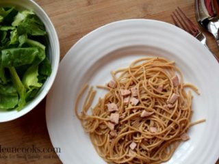 Spaghetti Aglio e Olio with Ham