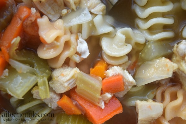 Colorful Chicken Noodle Soup is the perfect healthy soup recipes to cook with your kids. Recipe from aileencooks.com. kids in the kitchen. cooking with kids. Recipes to make with kids. 