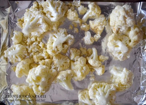 Make this kid friendly vegetable dish tonight! Recipe for Spiced Roasted Cauliflower from aileencooks.com.