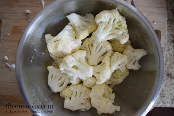 Make this kid friendly vegetable dish tonight! Recipe for Spiced Roasted Cauliflower from aileencooks.com.