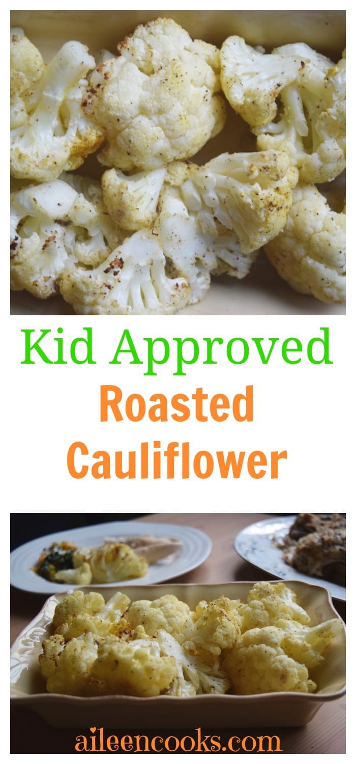 Make this kid friendly vegetable dish tonight! Recipe for Spiced Roasted Cauliflower from aileencooks.com.