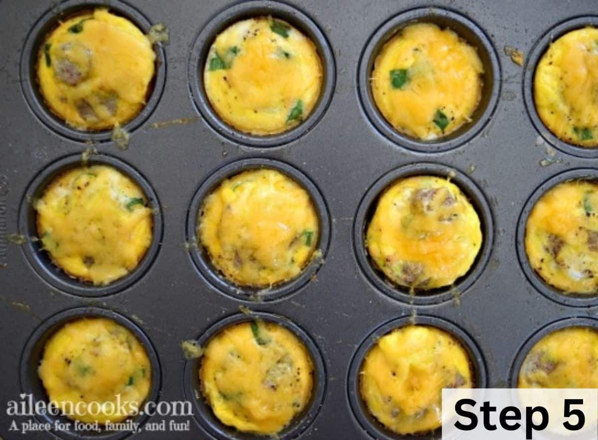 Egg bites topped with melted cheddar cheese. 