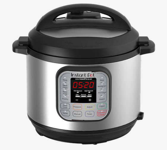 instant pot electric pressure cooker on a white background