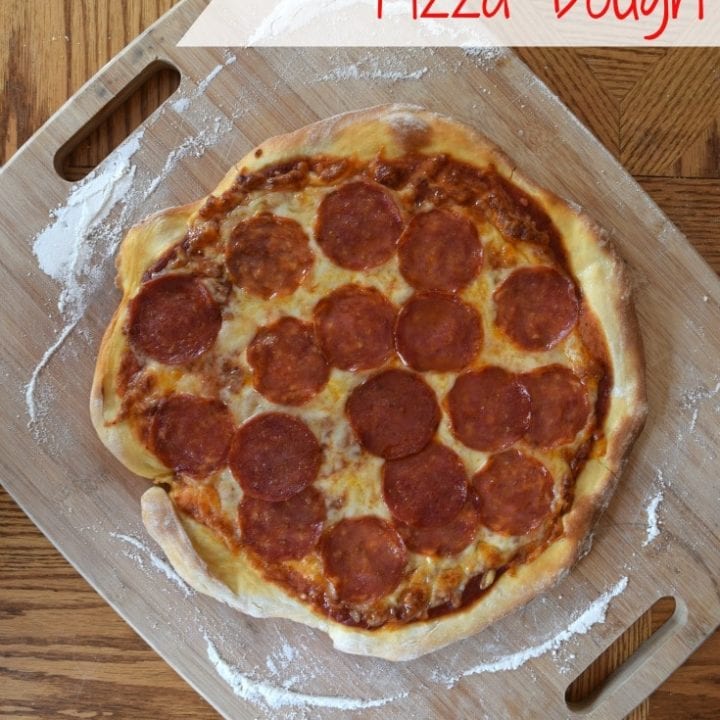 Quick and easy homemade pizza dough. Whip up a batch of pizza dough with just a few simple ingredients in under 30 minutes. No rise time needed! This recipes makes 2 thin crust medium pizzas or 1 thick crust large pizza.