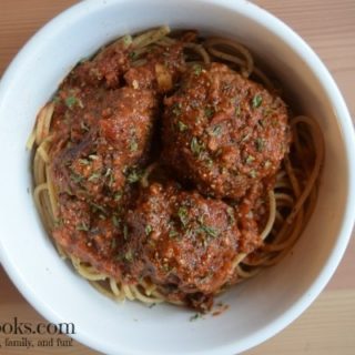 Make this family friendly version of spaghetti and meatballs in your crockpot slow cooker!