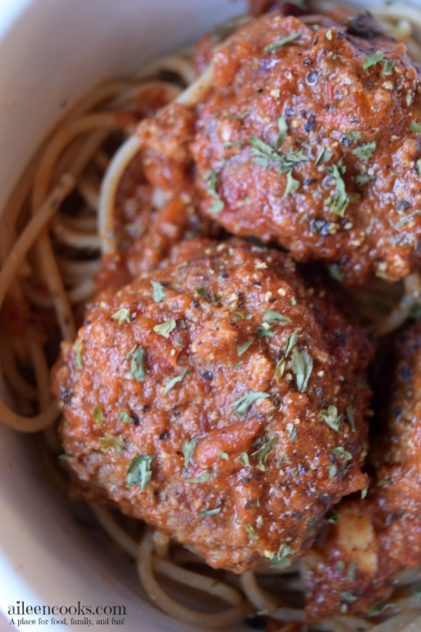 Make this family friendly version of spaghetti and meatballs in your crockpot slow cooker!