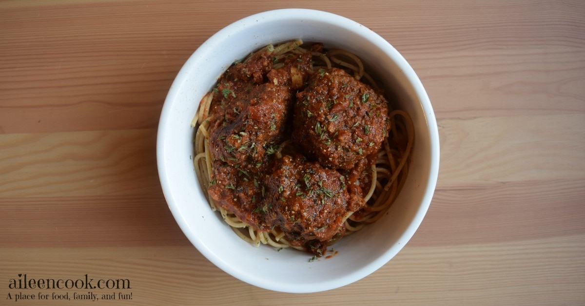 Make this family friendly version of spaghetti and meatballs in your crockpot slow cooker!