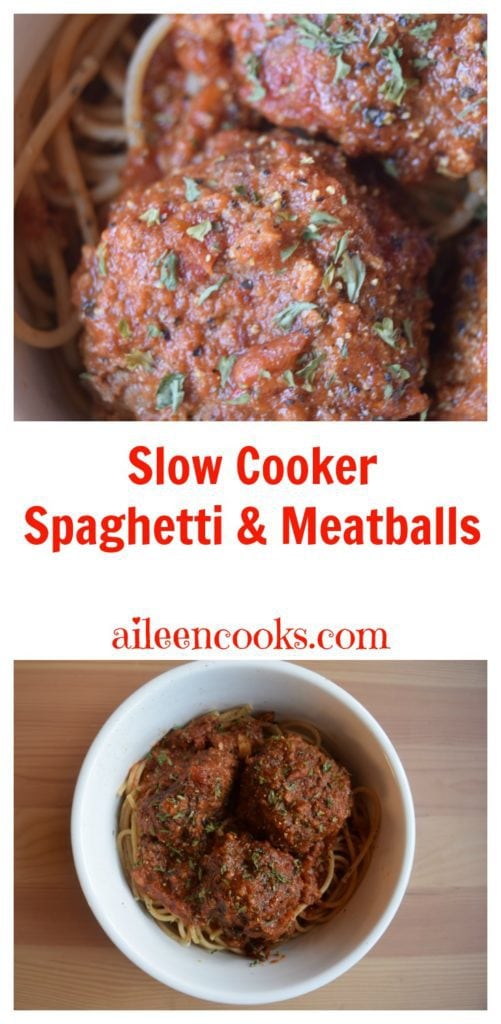 Make this family friendly version of spaghetti and meatballs in your crockpot slow cooker!