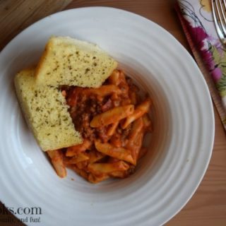 Instant Pot Pasta with cheesy meat sauce. This was the closest I could get to pressure cooker baked ziti with out actually turning on my oven.