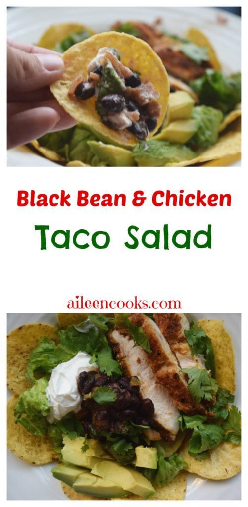 This black bean and chicken taco salad is an easy and healthy weeknight meal!
