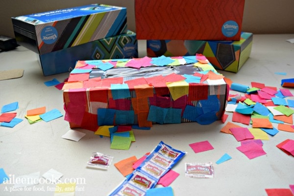 Make your own Box Tops Holder using crepe paper and a tissue box. This is a fun and easy project for kids getting ready for kindergarten!
