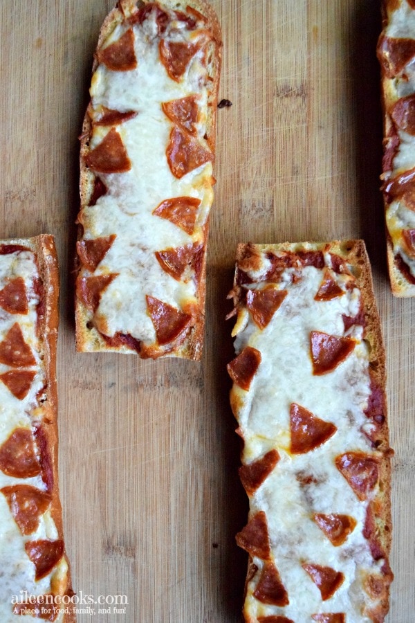 Easy and delicious french bread pizza.