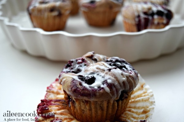 Glazed Whole Wheat Mixed Berry Muffins