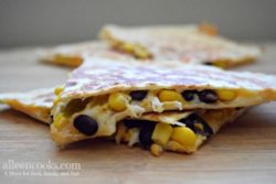 black bean and corn quesadillas are a frugal and fast way to whip up a healthy dinner for your family. This vegetarian dinner is great for meatless monday, too!