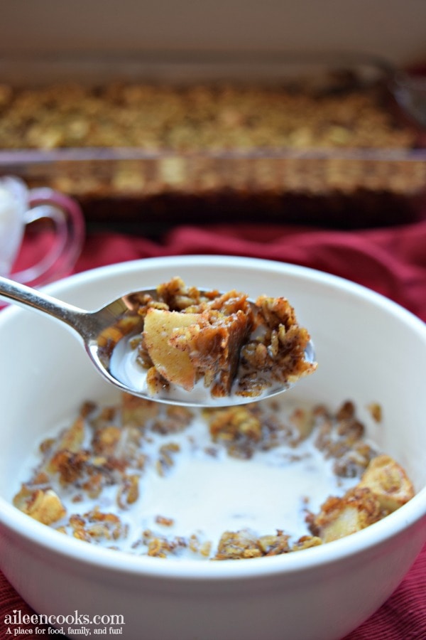 Make ahead baked oatmeal with apples. This recipe is freezer friendly and reheats nicely all week. The perfect recipe for a busy back to school season.