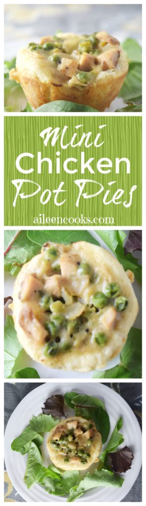 Mini chicken pot pies and a fun and delicious way to enjoy the classic dish.