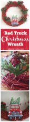 Christmas Truck Wreath Tutorial / red truck glitter wreath with leaves and berries