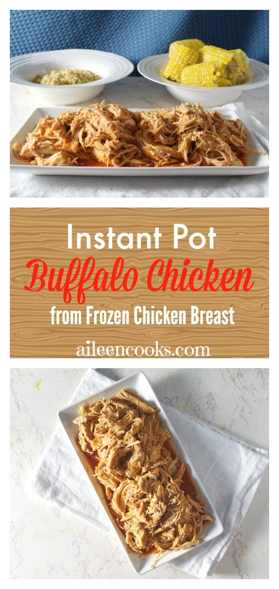 Make this delicious buffalo chicken using just a few ingredients and frozen chicken breasts. The best part? It's ready in under an hour thanks to the handy dandy Instant Pot pressure cooker!