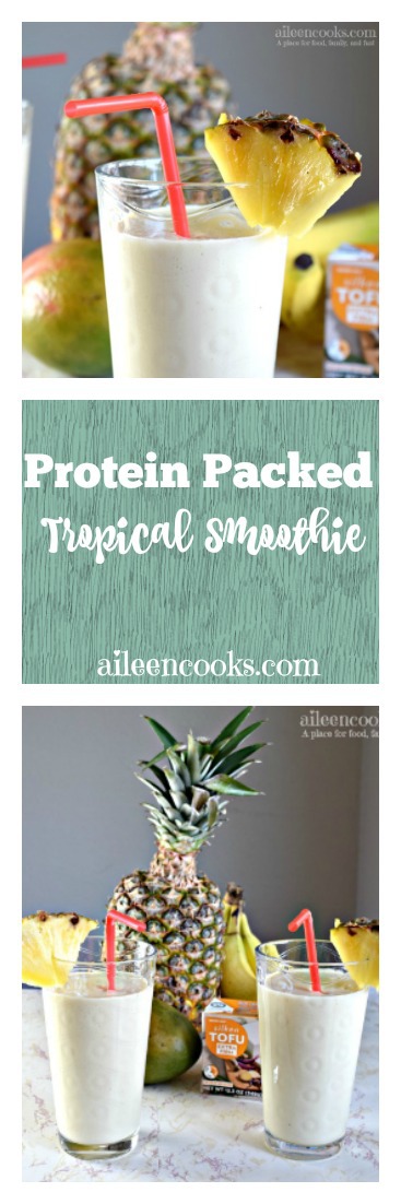 I love this yummy tropical smoothie! It's healthy and packed full of vegan soy protein!
