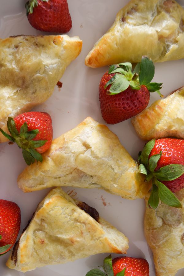 Fresh Strawberries with Strawberry Nutella Turnovers