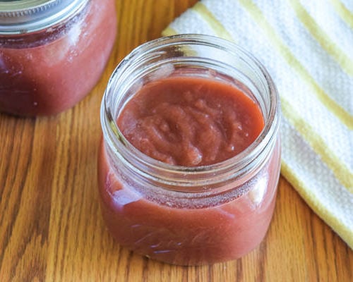 instant pot strawberry applesauce in jars.