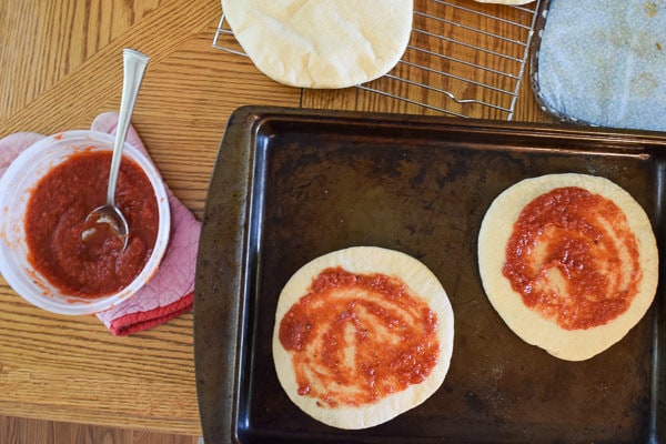 Mini pizza breads with homemade pizza sauce