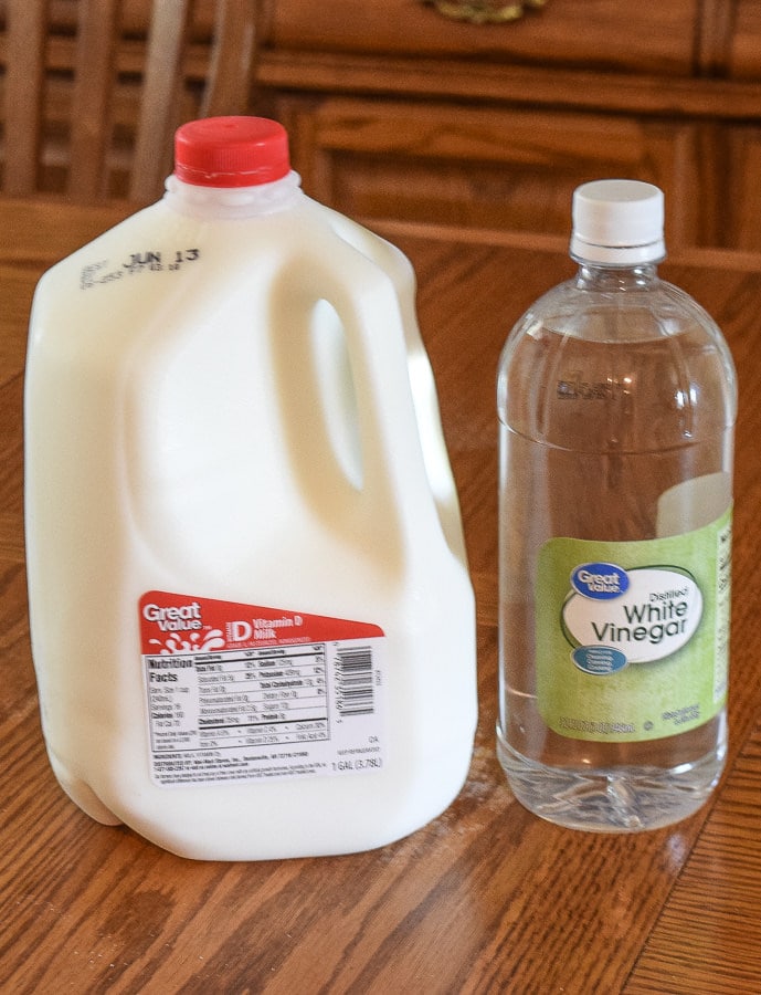 milk and distilled white vinegar 