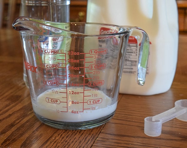 milk and distilled white vinegar mixed together for an easy buttermilk substitute