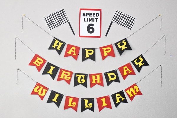 Monster truck birthday directions hanging on a wall made with the cricut maker.
